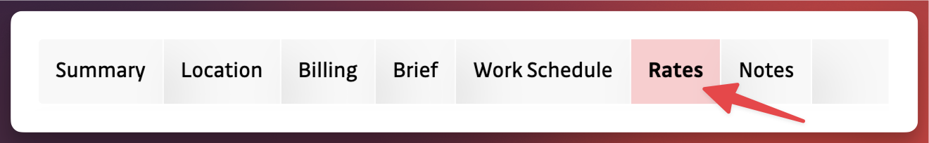 Edit Project - Rates tab