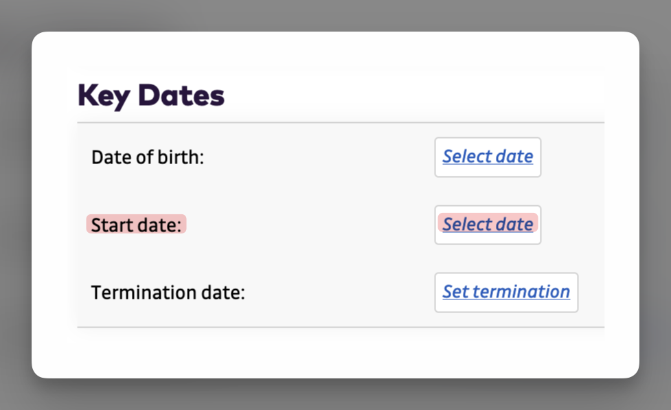 User Accounts - Key Dates - Start Date