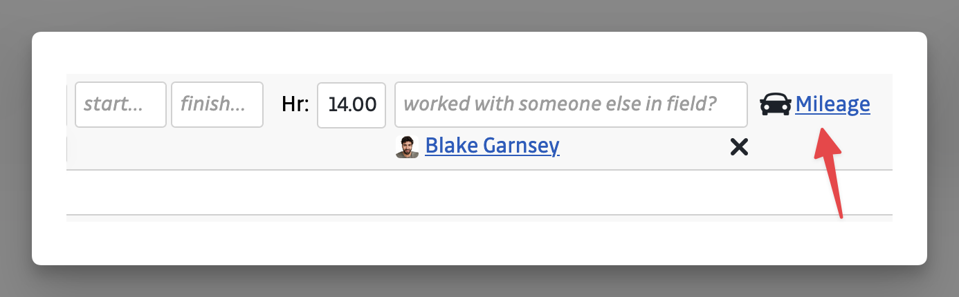 Timesheets - Add Mileage button