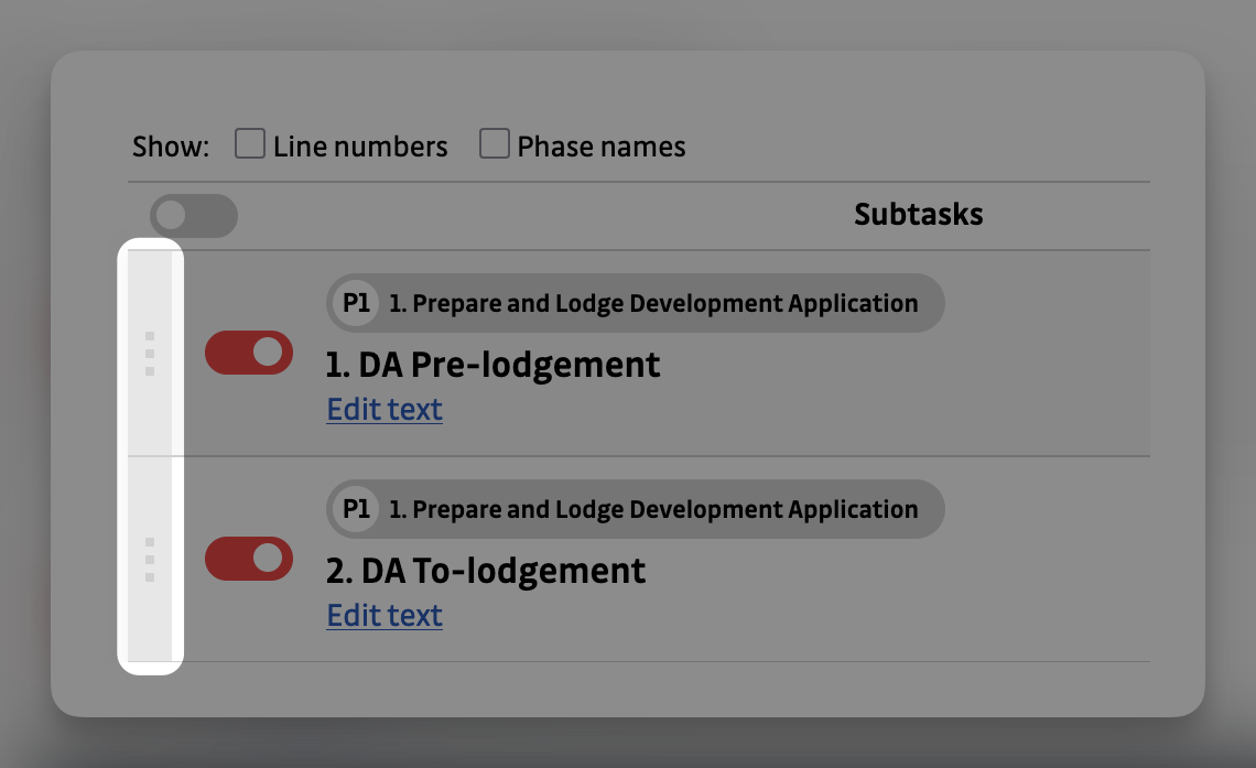 Invoice - reorder lines grab handle