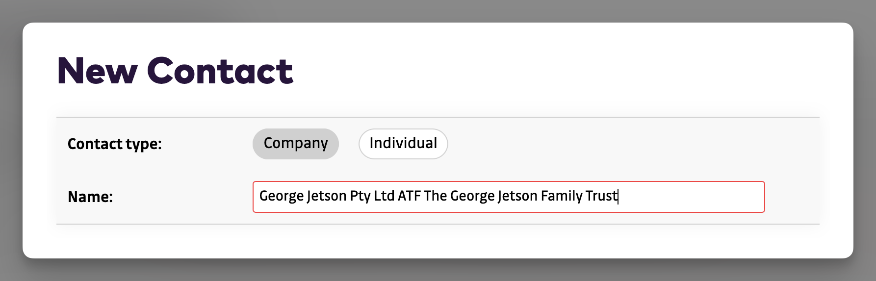 Address Book - trust entity name