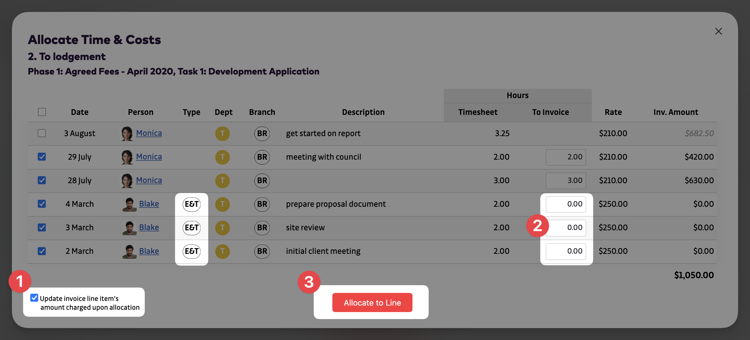 Allocate Time & Costs - zero out E&T reallocations