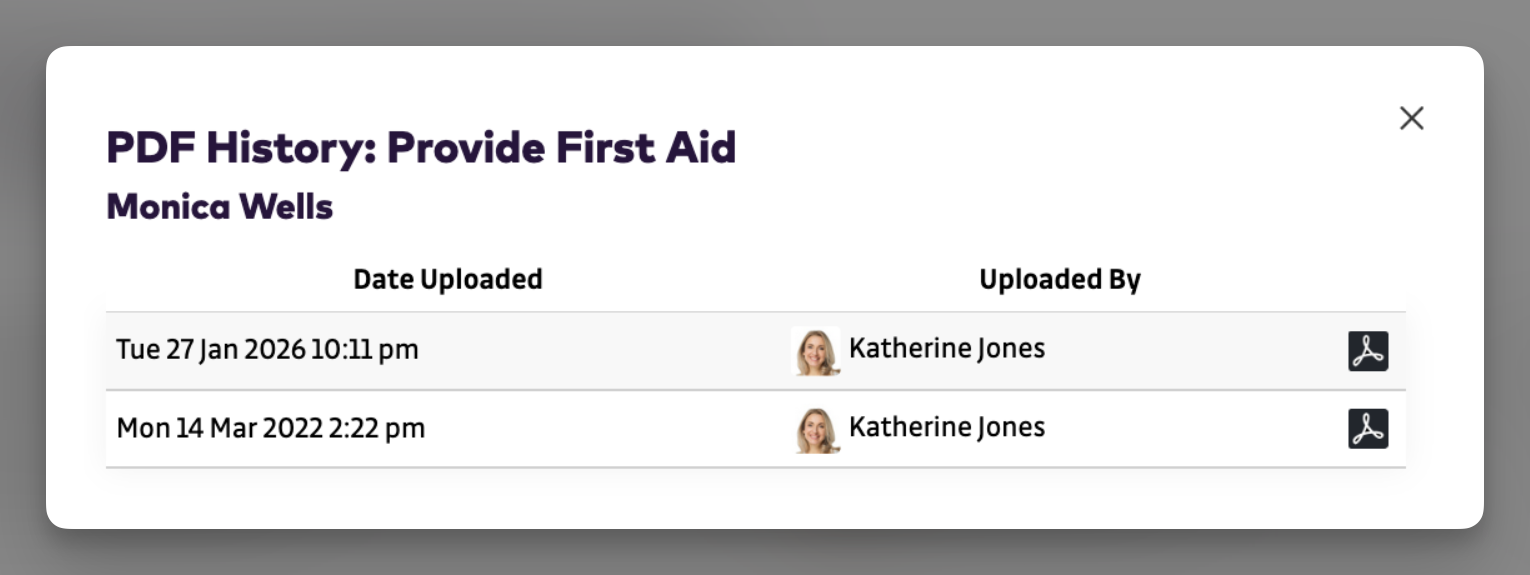 Licences and Training - PDF History