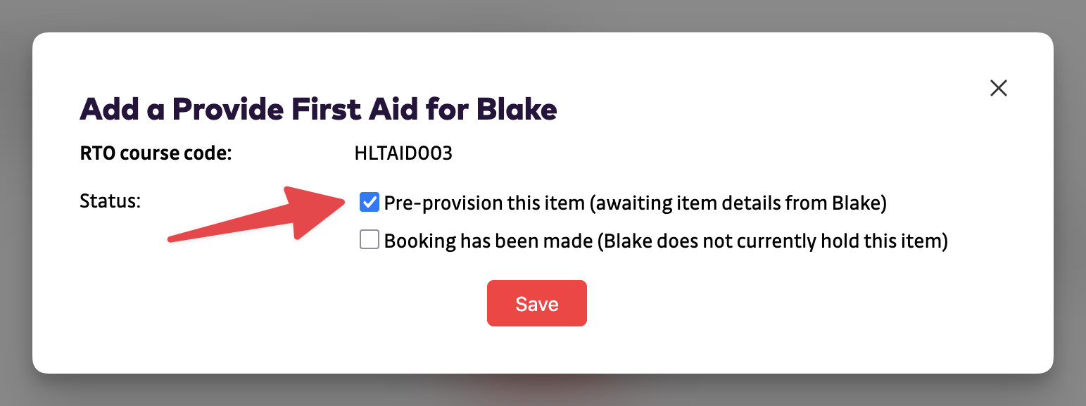 Add L&T Item - pre-provision